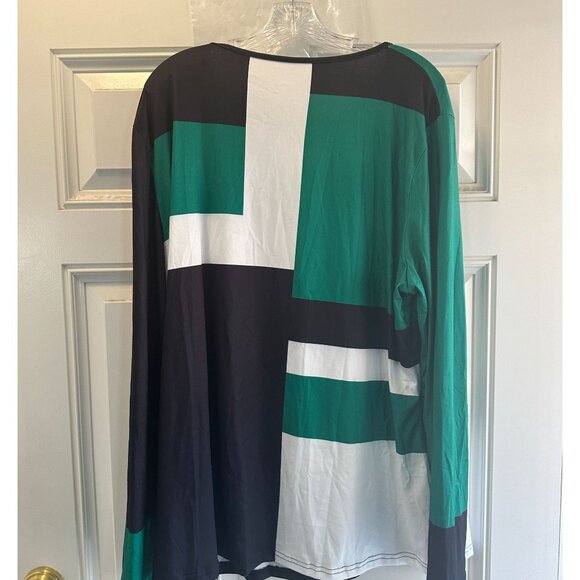 Color Block Long Sleeve Top Geometric Pattern  Fabric  Size 2XL - Picture 4 of 8